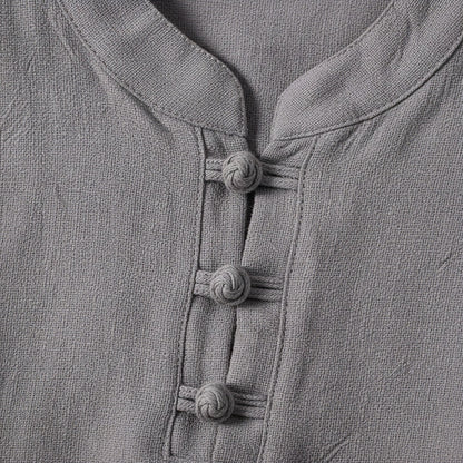 Linen Shorts and Top Set - Charcoal Gray - Texture Close Up