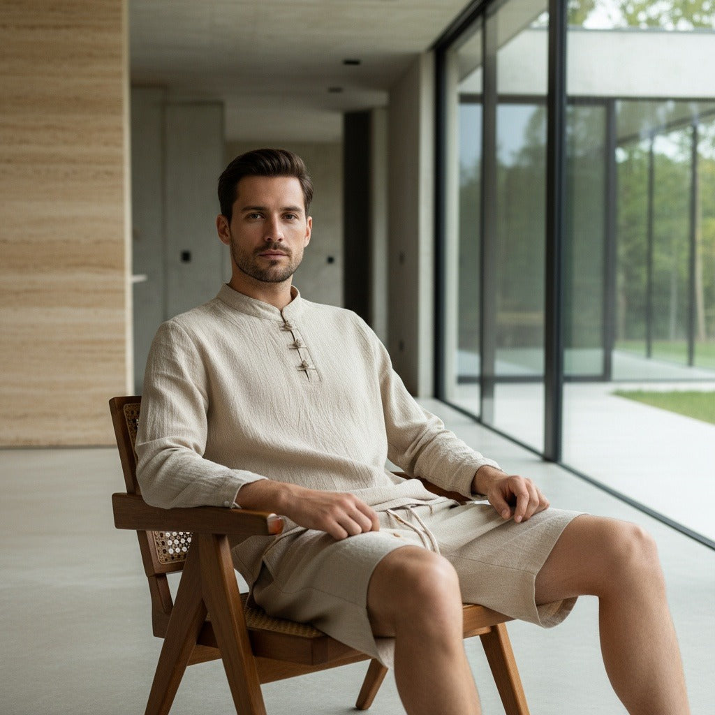 Linen Shorts and Top Set - Unknown - Side Profile