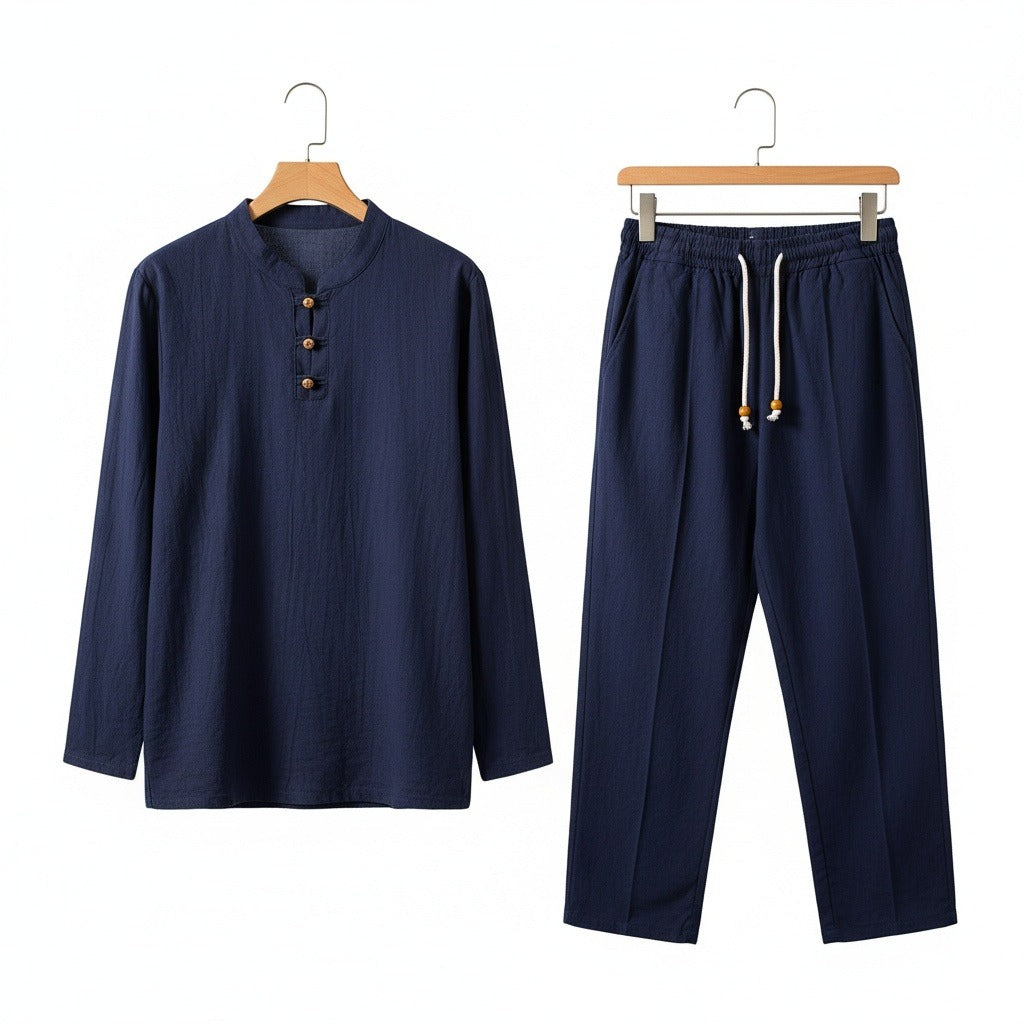 Linen Shorts and Top Set - Indigo Chambray - Front View