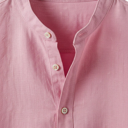 Linen T Shirt Long Sleeve - Rosewood - Texture Close Up
