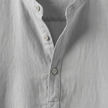 Linen T Shirt Long Sleeve - Slate Grey - Texture Close Up