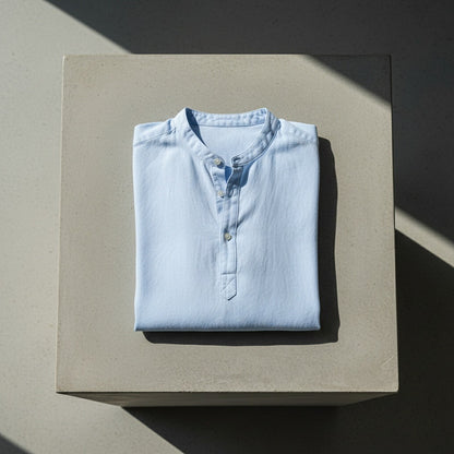 Linen T Shirt Long Sleeve - Sky Blue - Lifestyle Inspiration