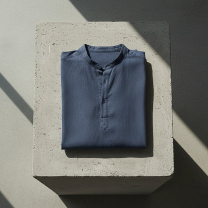 Linen T Shirt Long Sleeve - Admiral Blue - Lifestyle Inspiration