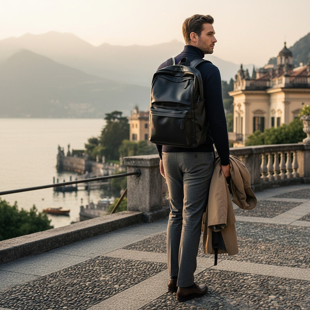 Little Backpack for Men - Black - Angled Shot