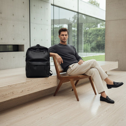 Little Backpack for Men - Black - Side Profile