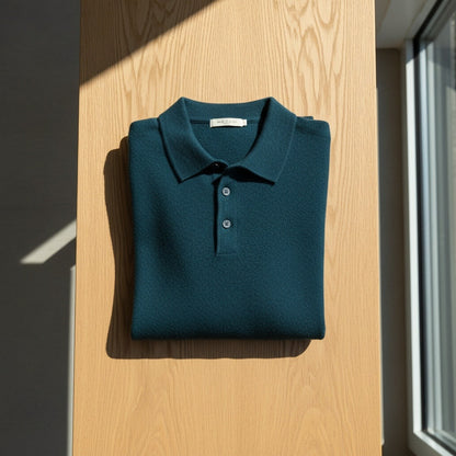 Long Sleeve Cashmere Polo Shirt - Deep Teal - Lifestyle Inspiration