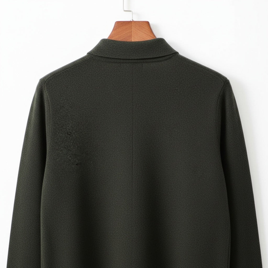 Long Sleeve Cashmere Polo Shirt - Forest Green - Fabric Detail