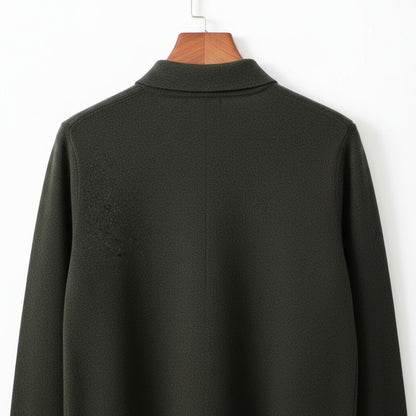 Long Sleeve Cashmere Polo Shirt - Forest Green - Fabric Detail