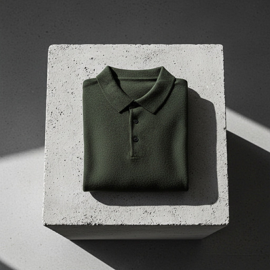 Long Sleeve Cashmere Polo Shirt - Forest Green - Lifestyle Inspiration