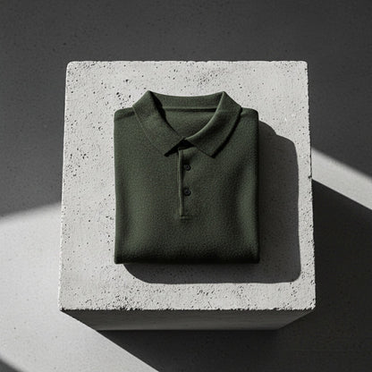 Long Sleeve Cashmere Polo Shirt - Forest Green - Lifestyle Inspiration