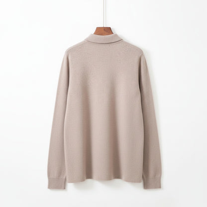 Long Sleeve Cashmere Polo Shirt - Sandstone - Fabric Detail