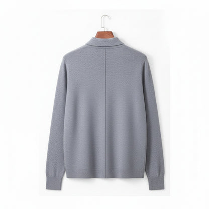 Long Sleeve Cashmere Polo Shirt - Stone Gray - Fabric Detail