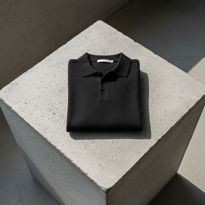 Long Sleeve Cashmere Polo Shirt - Onyx - Lifestyle Inspiration