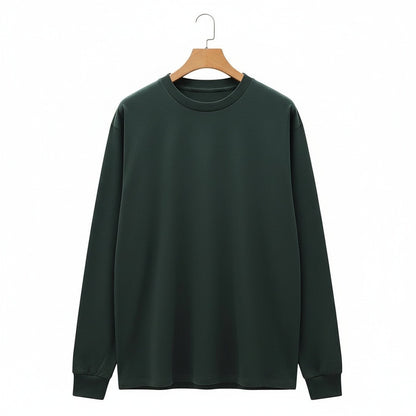 Long Sleeve Crew Neck T Shirt - Hunter Green - Front View
