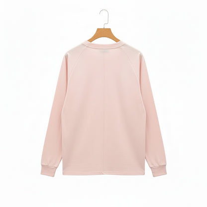Long Sleeve Crew Neck T Shirt - Pale Pink - Fabric Detail