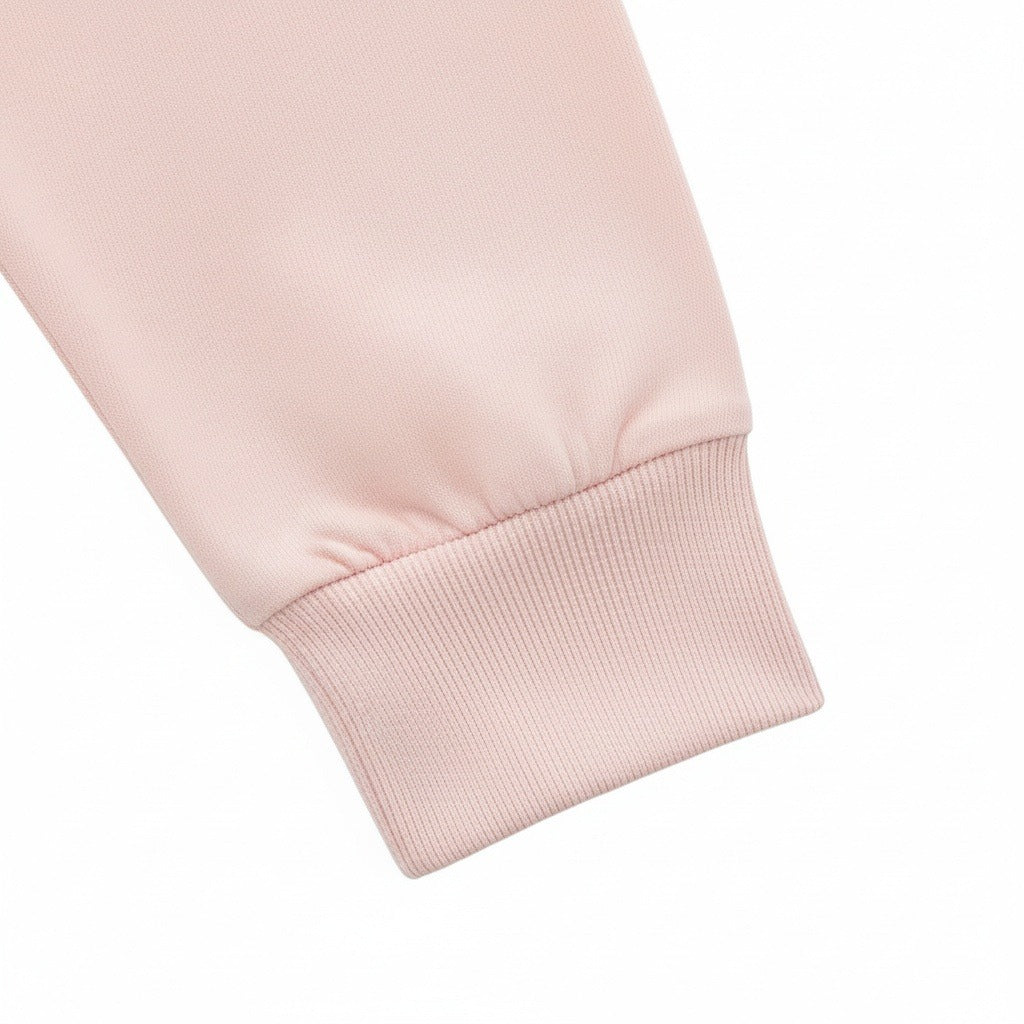 Long Sleeve Crew Neck T Shirt - Pale Pink - Texture Close Up