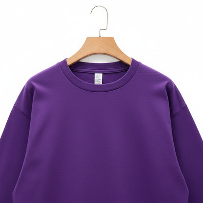 Long Sleeve Crew Neck T Shirt - Deep Purple - Front View