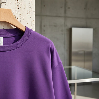 Long Sleeve Crew Neck T Shirt - Deep Purple - Back View