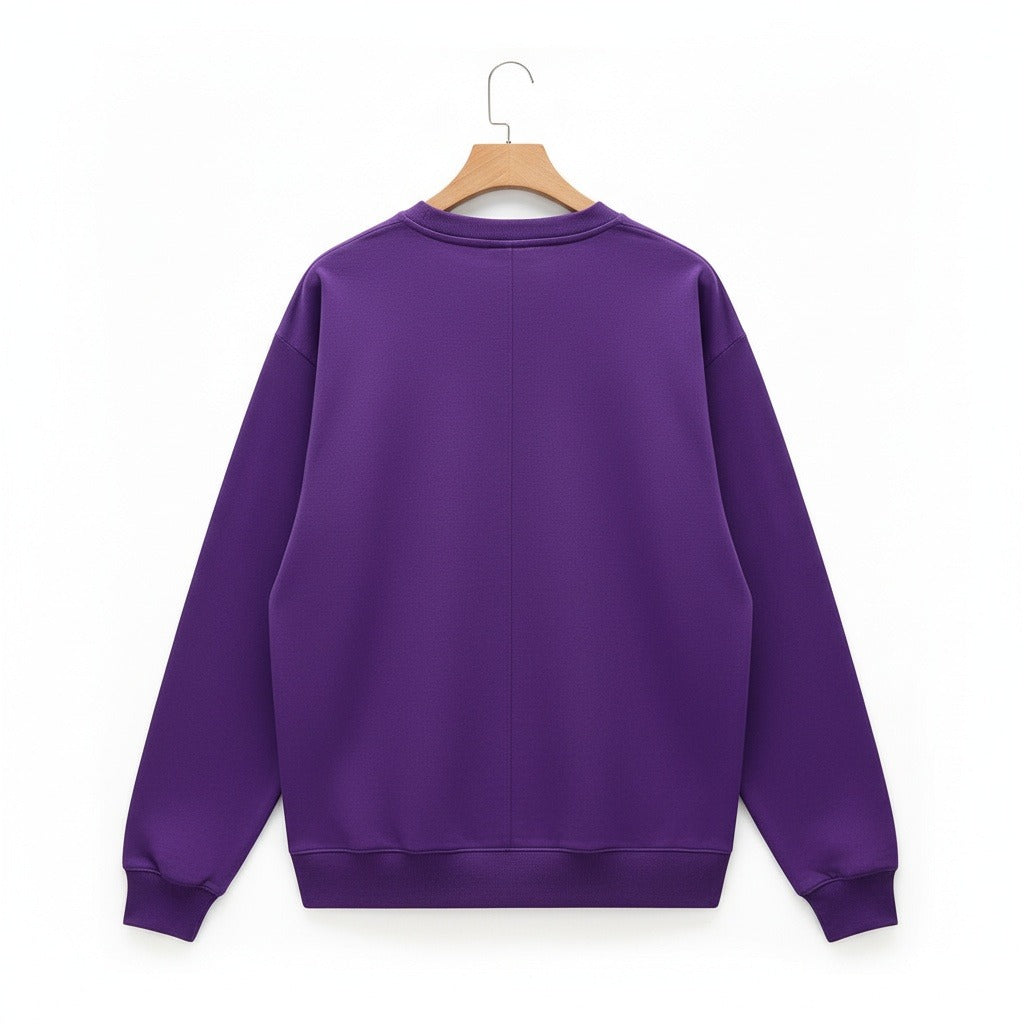 Long Sleeve Crew Neck T Shirt - Deep Purple - Fabric Detail