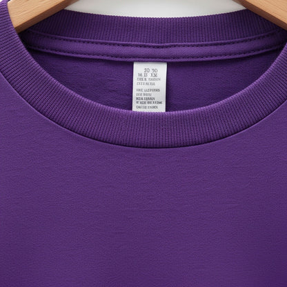 Long Sleeve Crew Neck T Shirt - Deep Purple - Texture Close Up