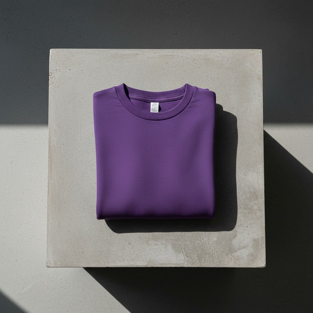 Long Sleeve Crew Neck T Shirt - Deep Purple - Lifestyle Inspiration