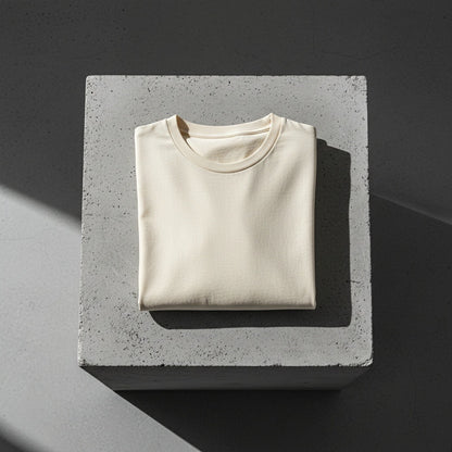 Long Sleeve Crew Neck T Shirt - Cream - Lifestyle Inspiration