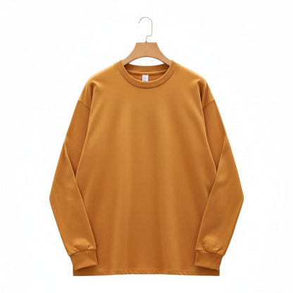 Long Sleeve Crew Neck T Shirt - Mustard Gold - Front View