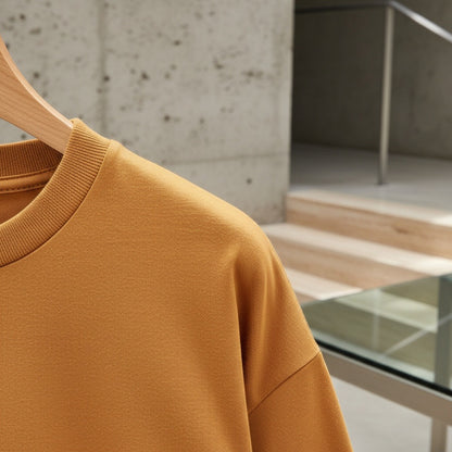 Long Sleeve Crew Neck T Shirt - Mustard Gold - Back View