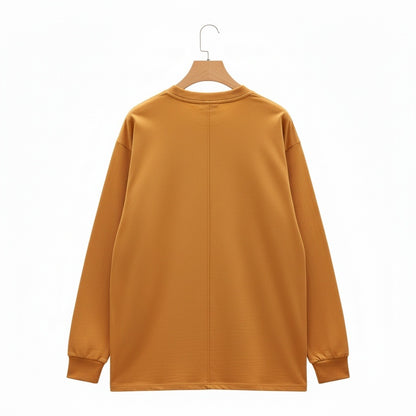 Long Sleeve Crew Neck T Shirt - Mustard Gold - Fabric Detail
