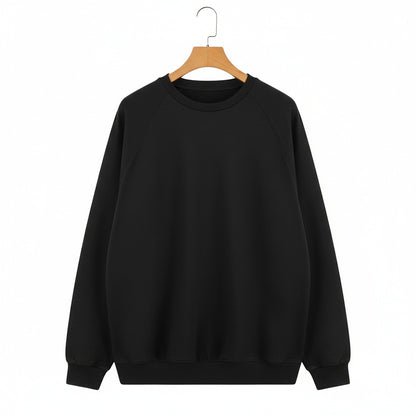 Long Sleeve Crew Neck T Shirt - Jet Black - Front View
