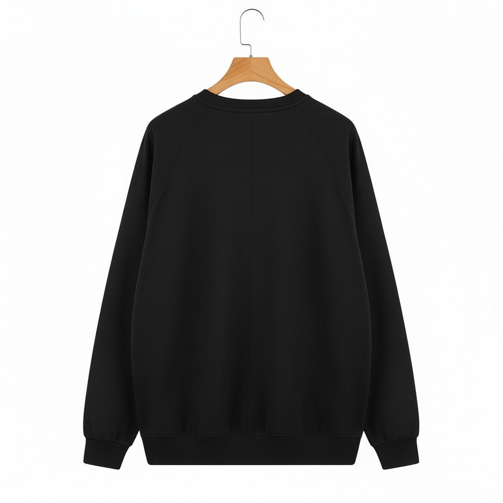 Long Sleeve Crew Neck T Shirt - Jet Black - Fabric Detail