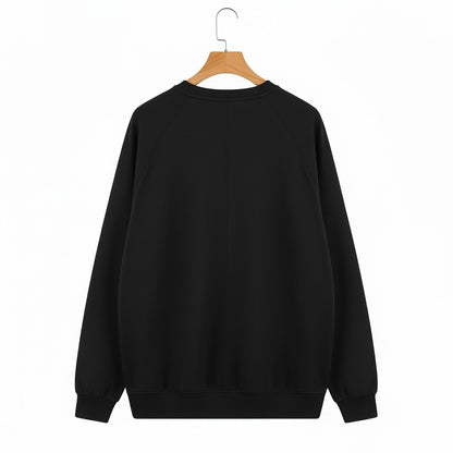 Long Sleeve Crew Neck T Shirt - Jet Black - Fabric Detail