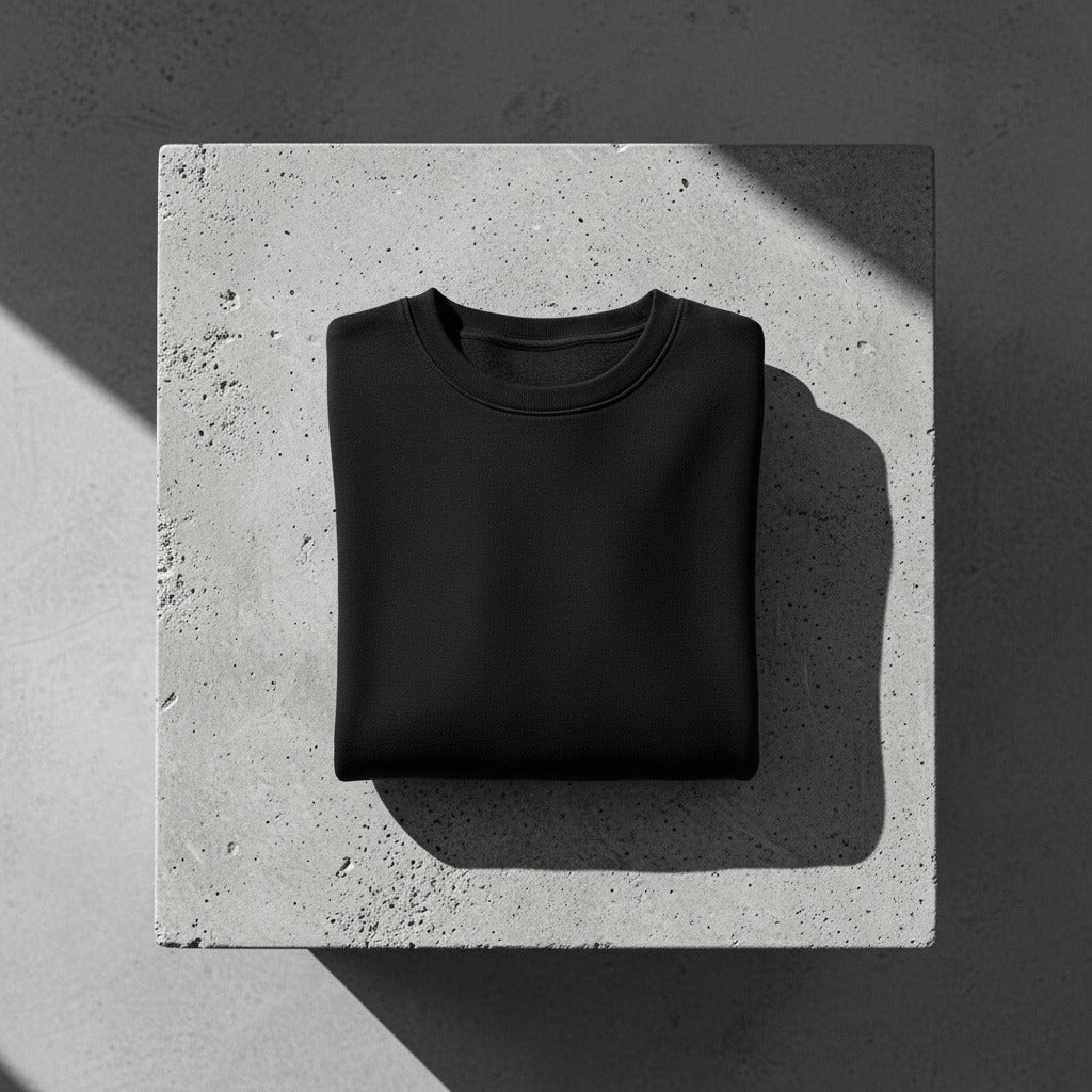 Long Sleeve Crew Neck T Shirt - Jet Black - Lifestyle Inspiration