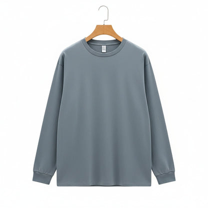 Long Sleeve Crew Neck T Shirt - Slate Blue - Front View