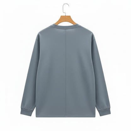 Long Sleeve Crew Neck T Shirt - Slate Blue - Fabric Detail