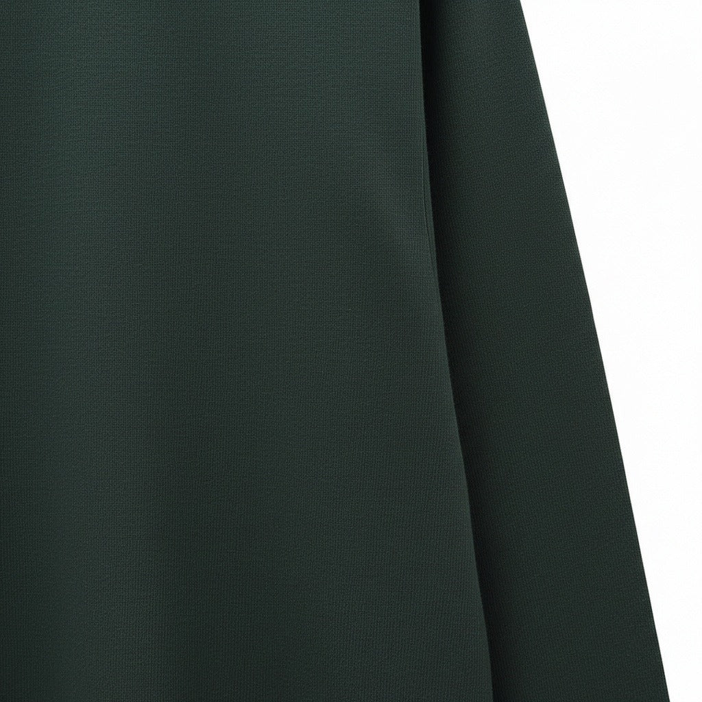 Long Sleeve Crew Neck T Shirt - Hunter Green - Texture Close Up