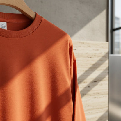 Long Sleeve Crew Neck T Shirt - Burnt Orange - Back View