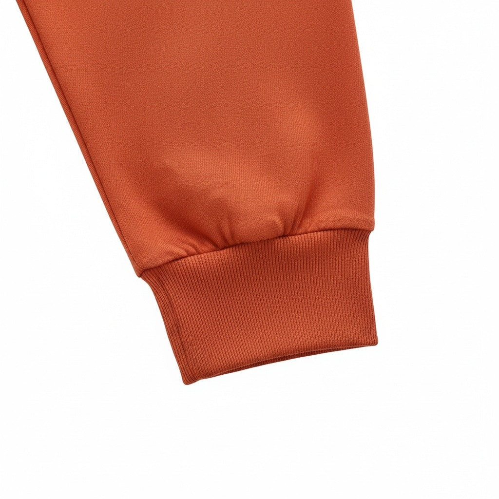 Long Sleeve Crew Neck T Shirt - Burnt Orange - Texture Close Up