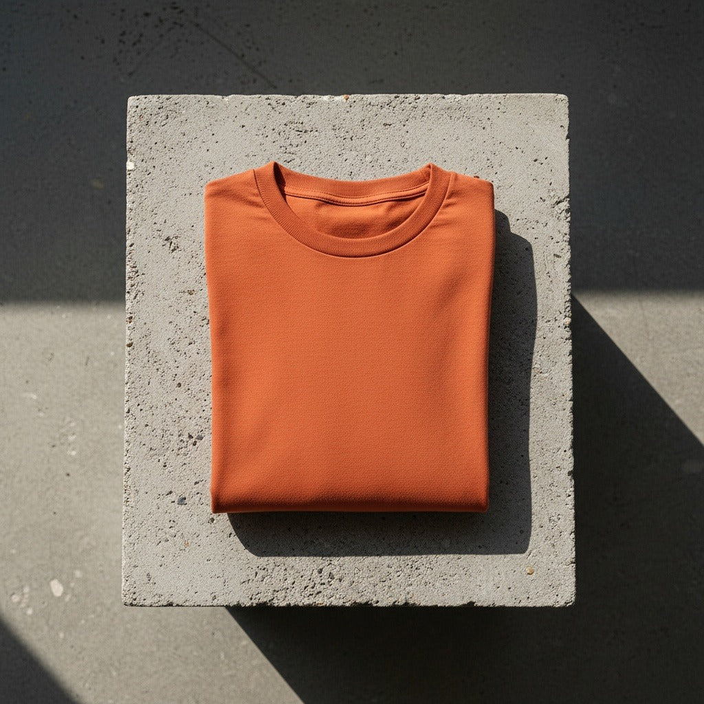 Long Sleeve Crew Neck T Shirt - Burnt Orange - Lifestyle Inspiration