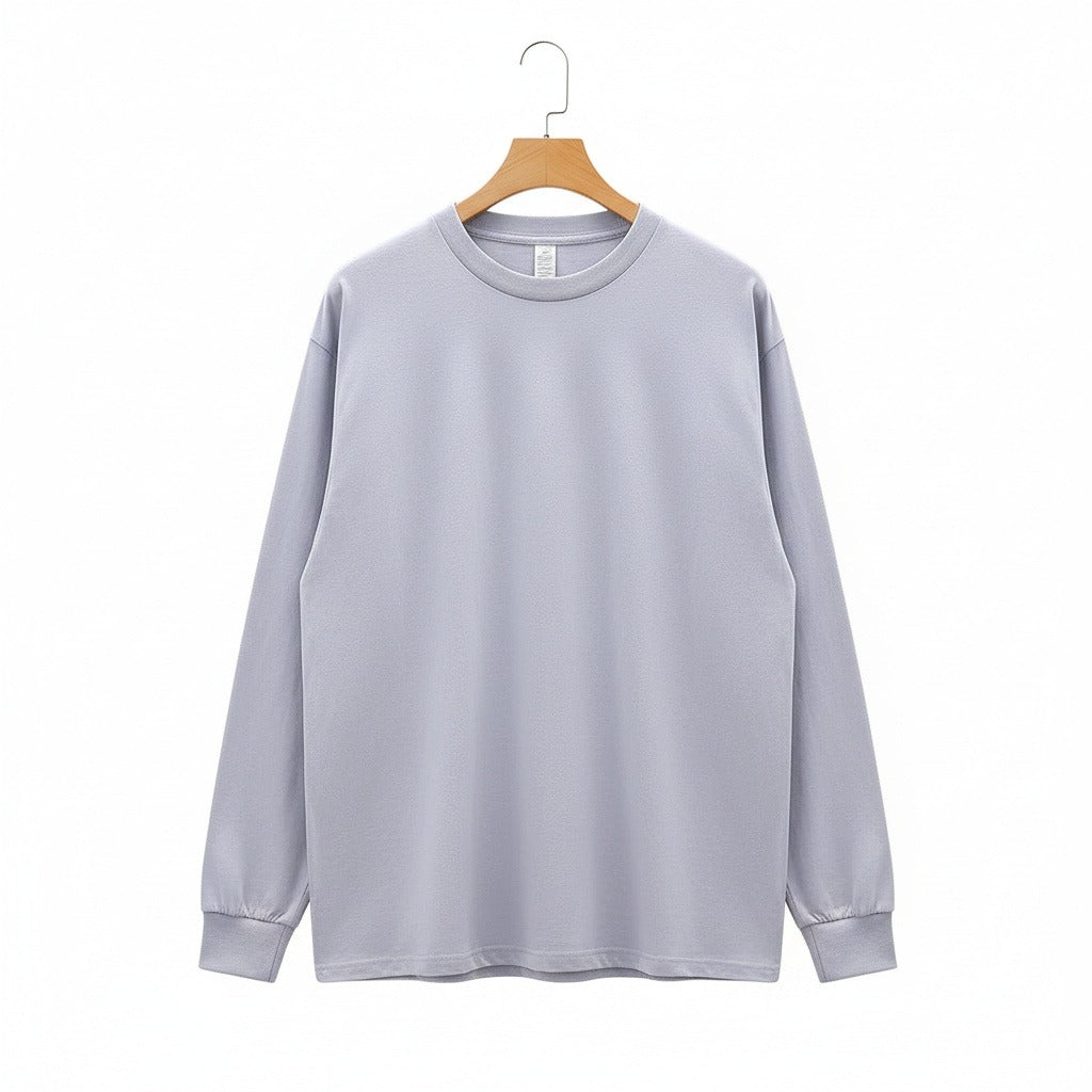 Long Sleeve Crew Neck T Shirt - Lavender Gray - Front View