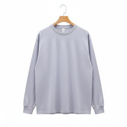 Long Sleeve Crew Neck T Shirt - Lavender Gray - Front View
