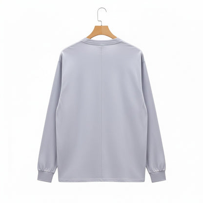 Long Sleeve Crew Neck T Shirt - Lavender Gray - Fabric Detail