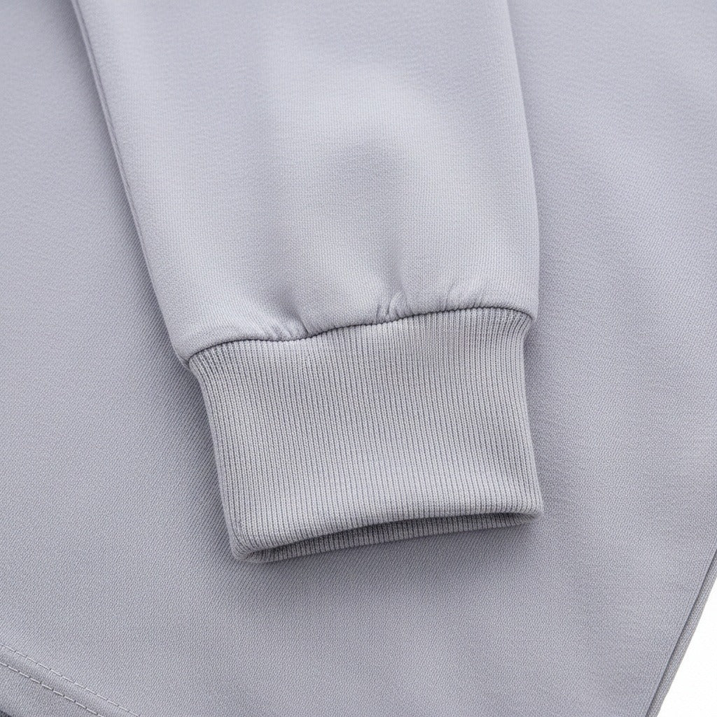 Long Sleeve Crew Neck T Shirt - Lavender Gray - Texture Close Up