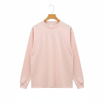Long Sleeve Crew Neck T Shirt - Pale Pink - Front View