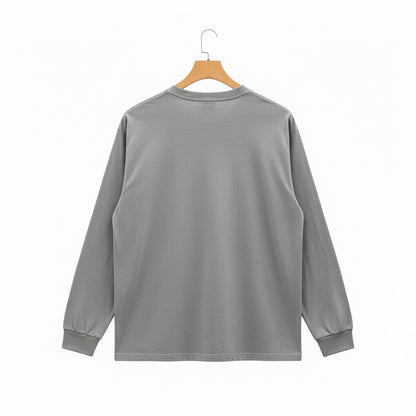 Long Sleeve Crew Neck T Shirt - Ash Gray - Fabric Detail