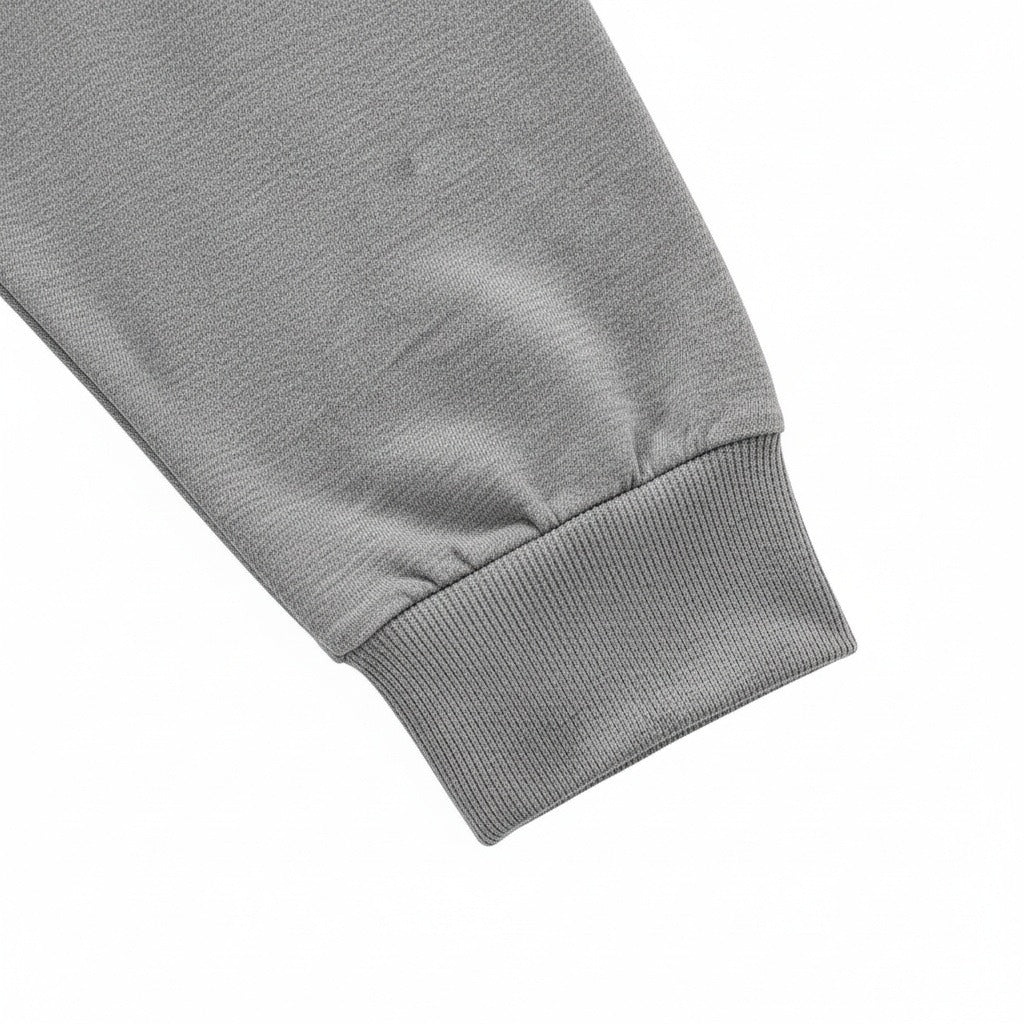 Long Sleeve Crew Neck T Shirt - Ash Gray - Texture Close Up