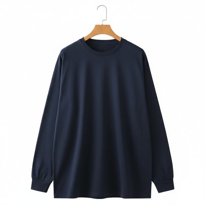 Long Sleeve Crew Neck T Shirt - Midnight Blue - Front View