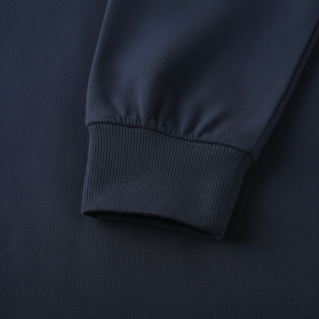 Long Sleeve Crew Neck T Shirt - Midnight Blue - Texture Close Up
