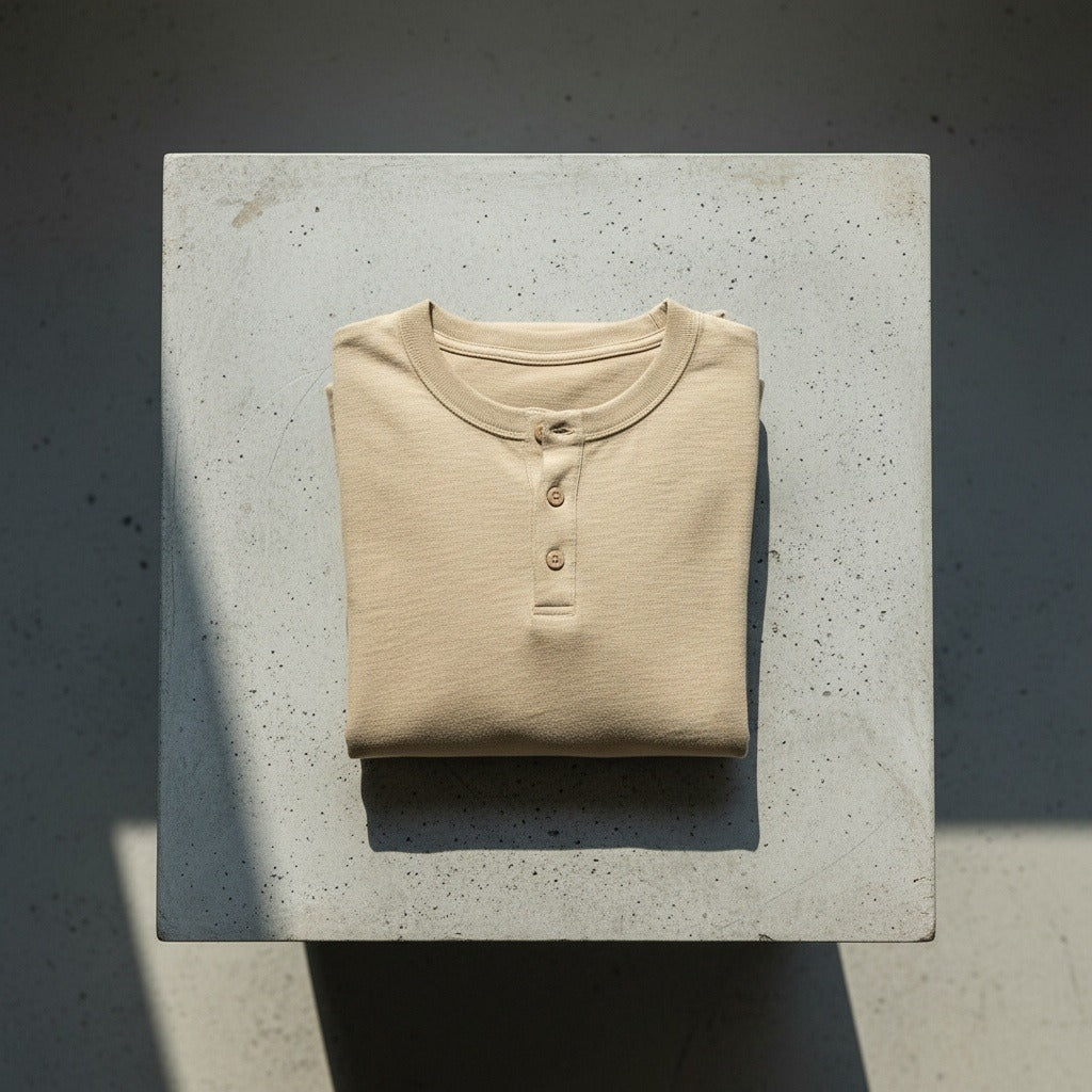 Long Sleeve Henley T Shirt - Khaki - Lifestyle Inspiration