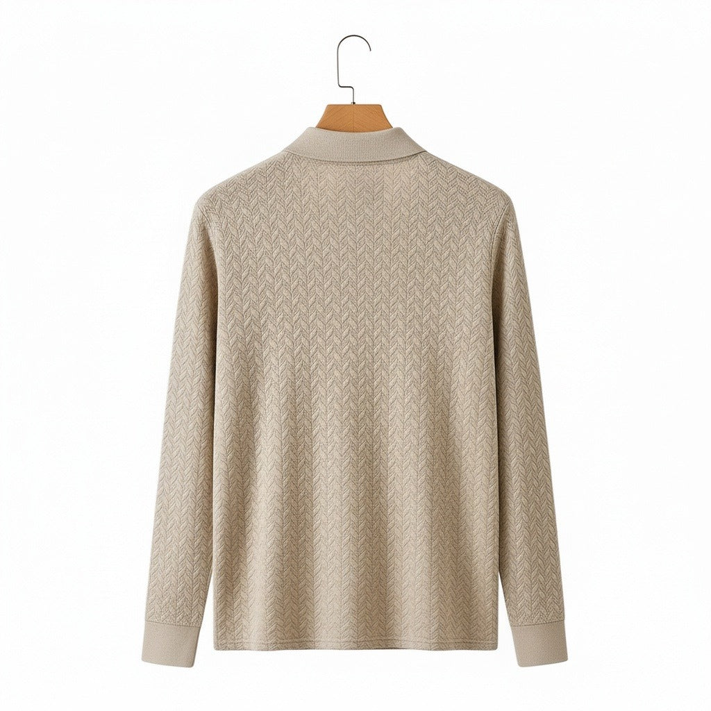 Long Sleeve Textured Shirt - Oatmeal - Fabric Detail
